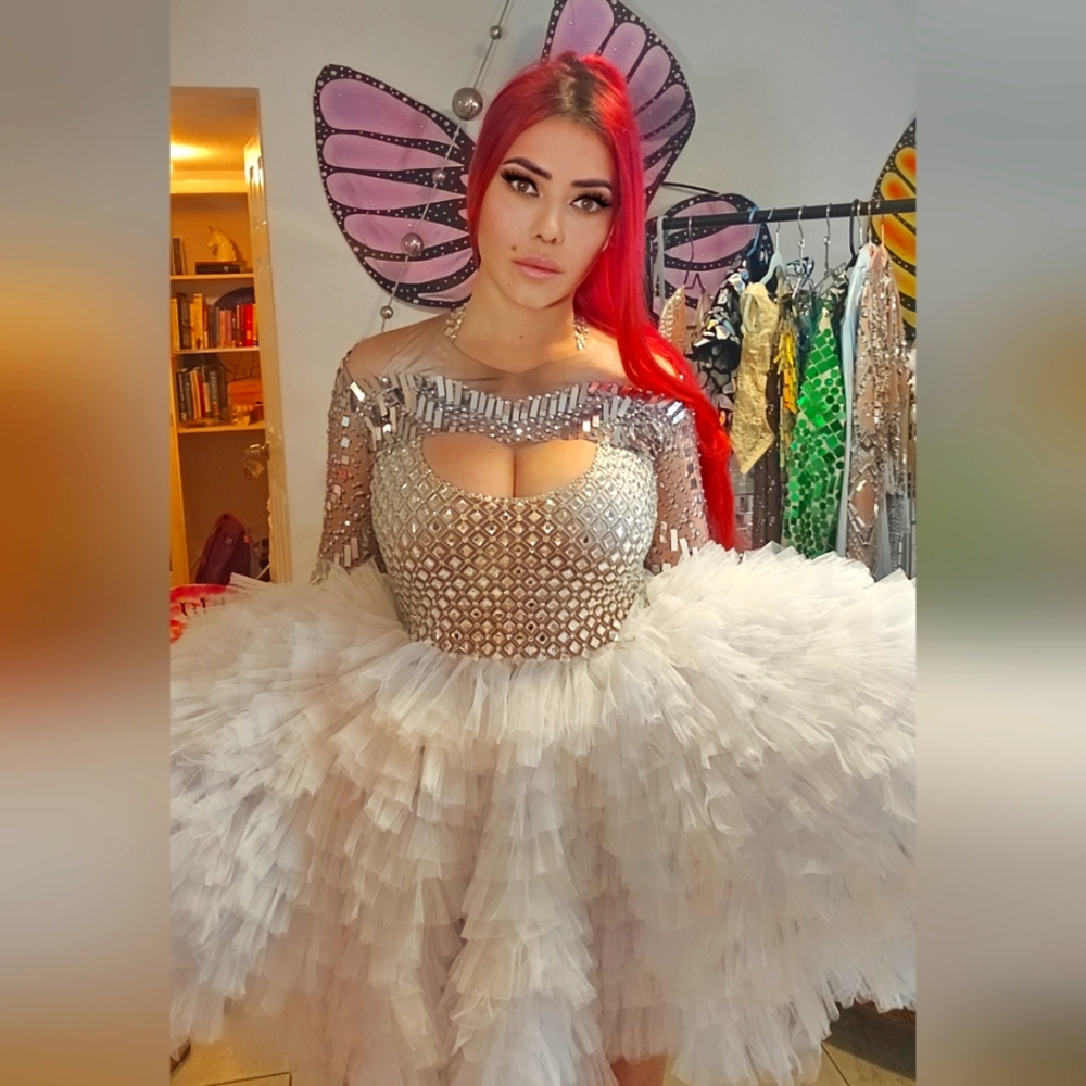 DISCO Ballerina Unisex puff tulle skirt dress with Puffy Sleeves